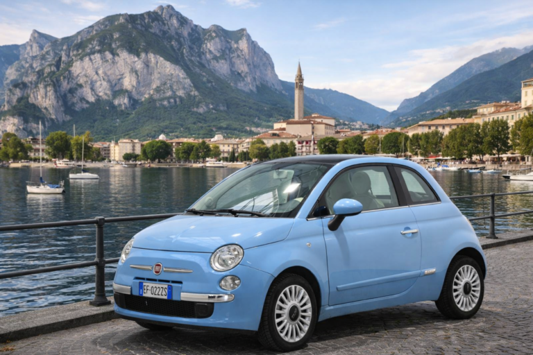 Fiat 500 sul lungolago di Lecco