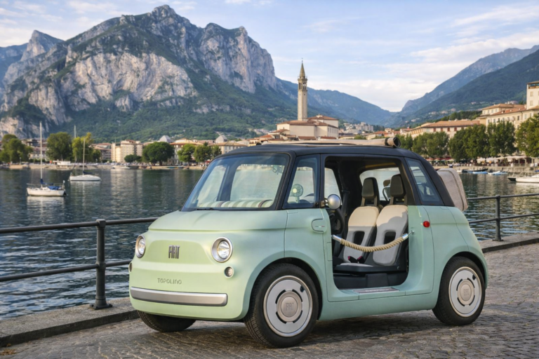 Fiat Topolino sulla passeggiata del lago