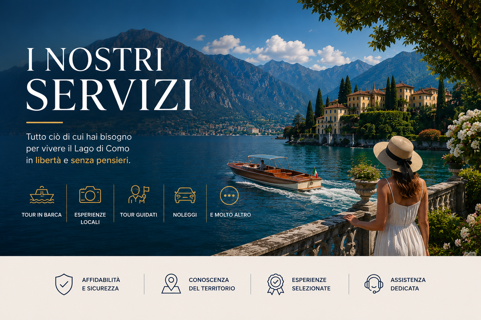 I nostri servizi sul Lago di Como tra tour in barca, esperienze locali e noleggi